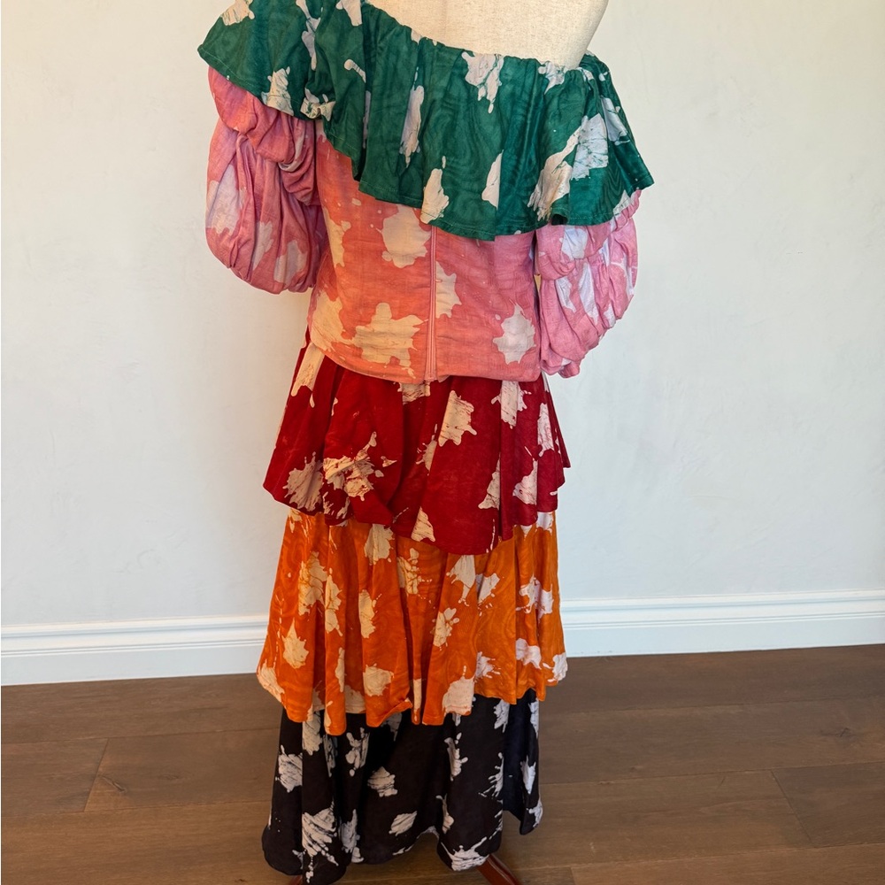 Colorful Off-Shoulder Ruffle Dress